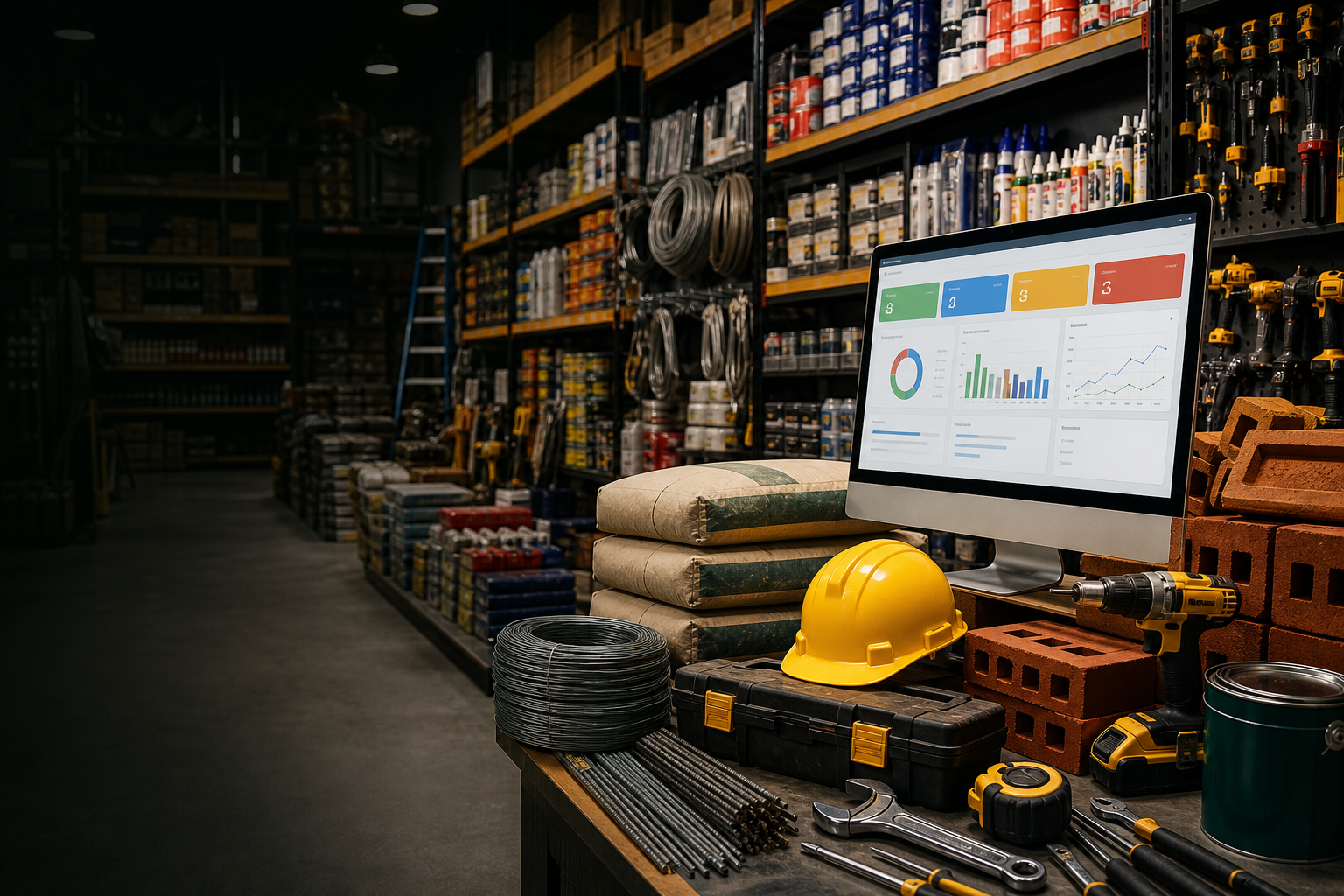 Hardware store products with an inventory dashboard